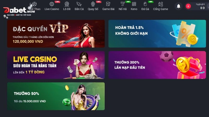 Tổng hợp những chương trình khuyến mãi Dabet mới nhất