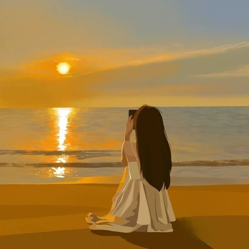 Cảm nhận tâm trạng với avatar ảnh cô gái buồn quay lưng anime