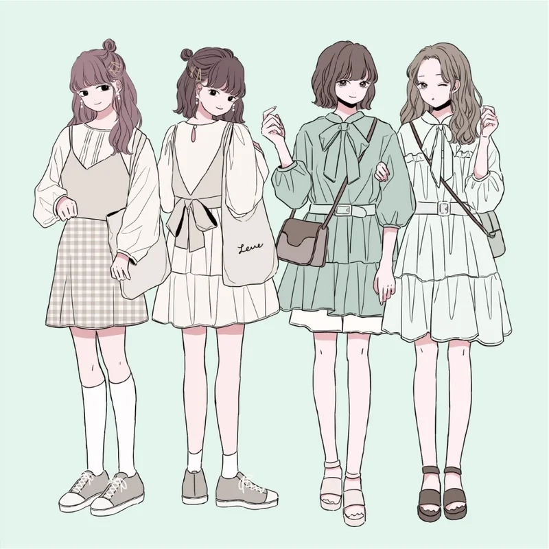 Tạo hình đáng yêu với avatar nhóm 4 người cute thật dễ thương