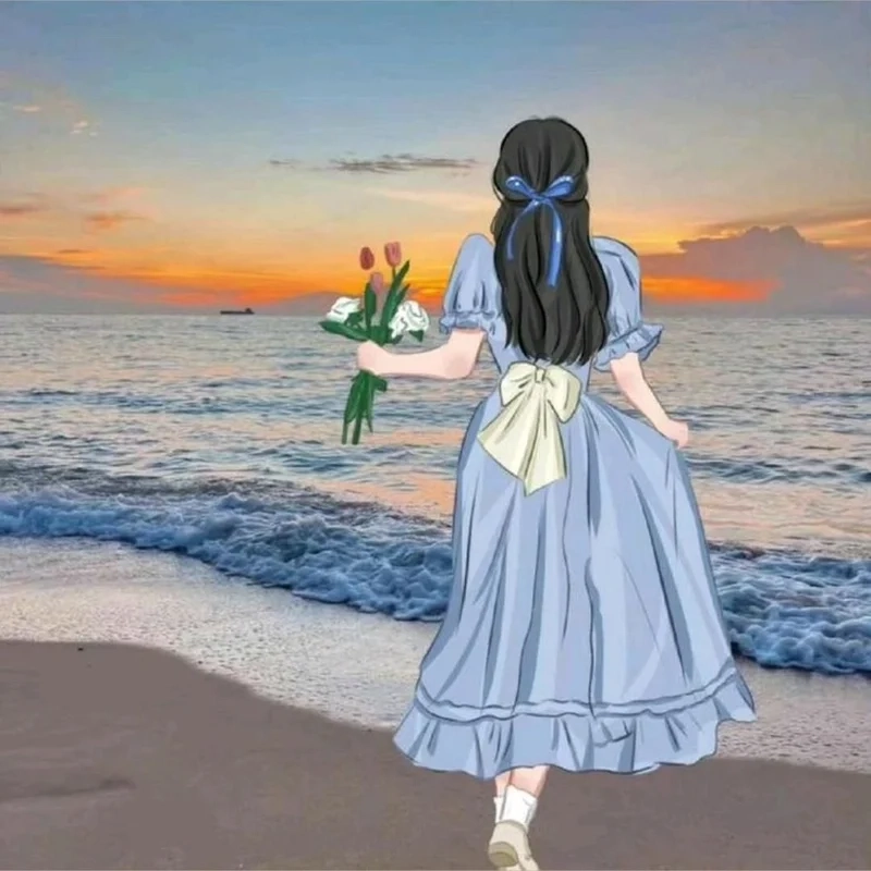 Mang nét anime nữ cá tính với avatar anime nữ xanh dương