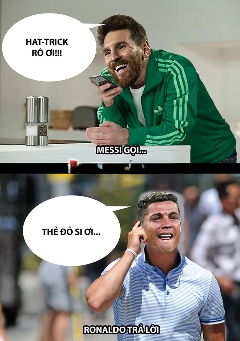 Messi và Ronaldo biểu cảm vui nhộn nhờ meme Messi và Ronaldo