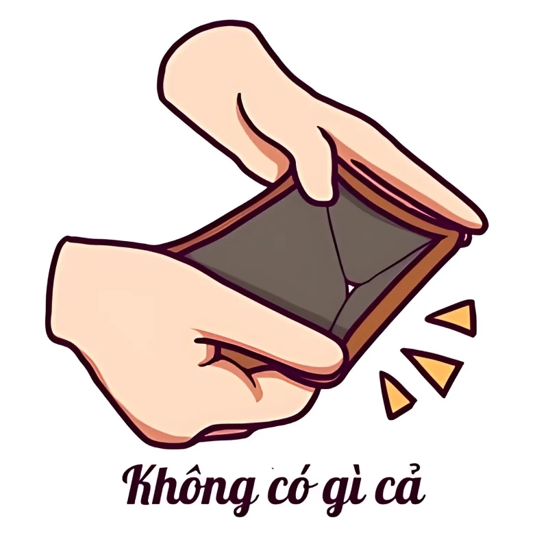 Ví cạn kiệt và túi rỗng là meme ví hết tiền