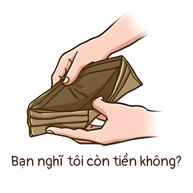 Túi rỗng không còn gì là meme túi hết tiền