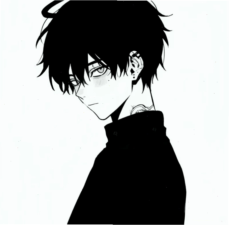 Ảnh anime boy lạnh lùng trắng đen thể hiện khí chất bí ẩn