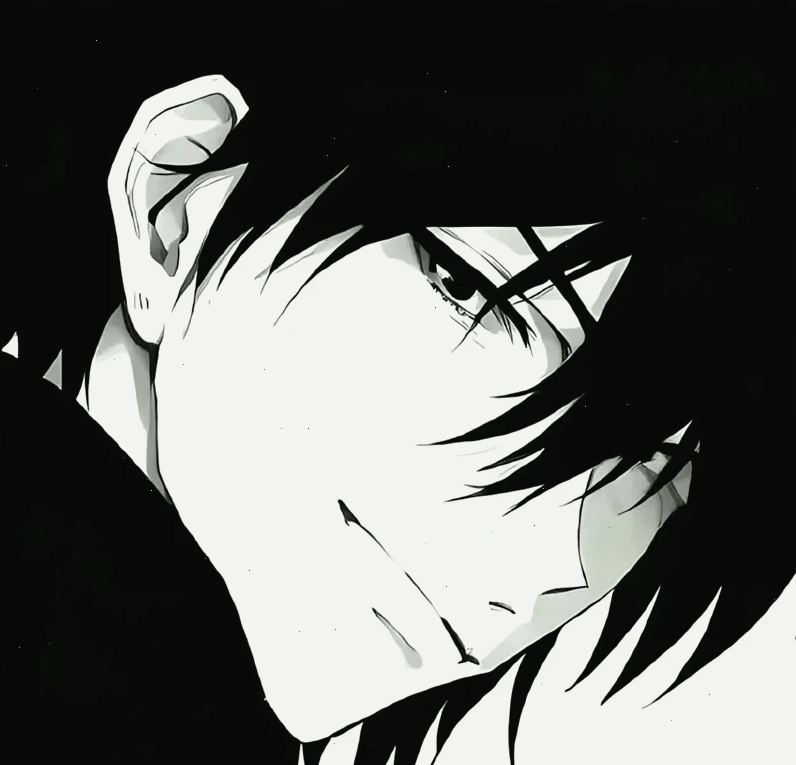 Ảnh anime đen trắng nam thể hiện nỗi buồn sâu lắng