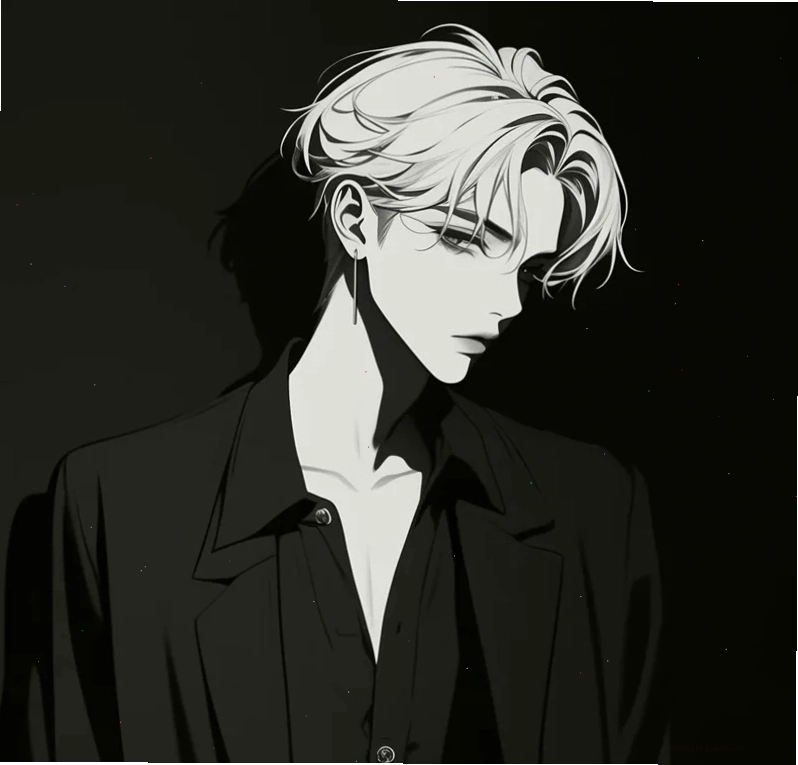 Ảnh anime nam đen trắng 7