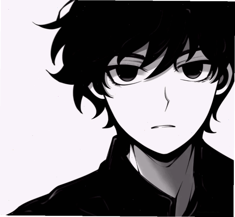 Ảnh anime nam lạnh lùng trắng đen với ánh mắt sâu thẳm