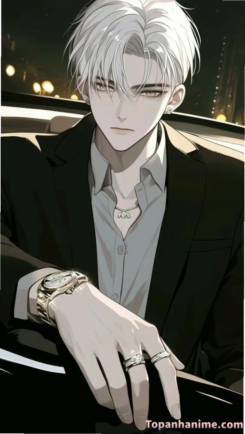Ảnh anime nam tổng tài với ánh mắt đầy quyền lực và cuốn hút