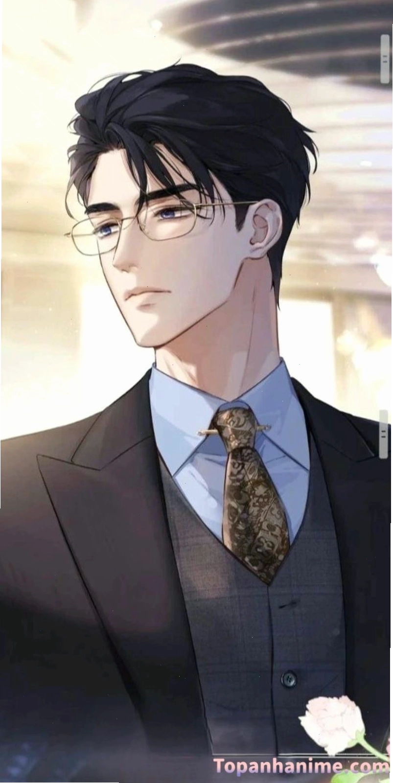 Ảnh anime nam tổng tài với vẻ ngoài lịch lãm và phong thái nghiêm nghị