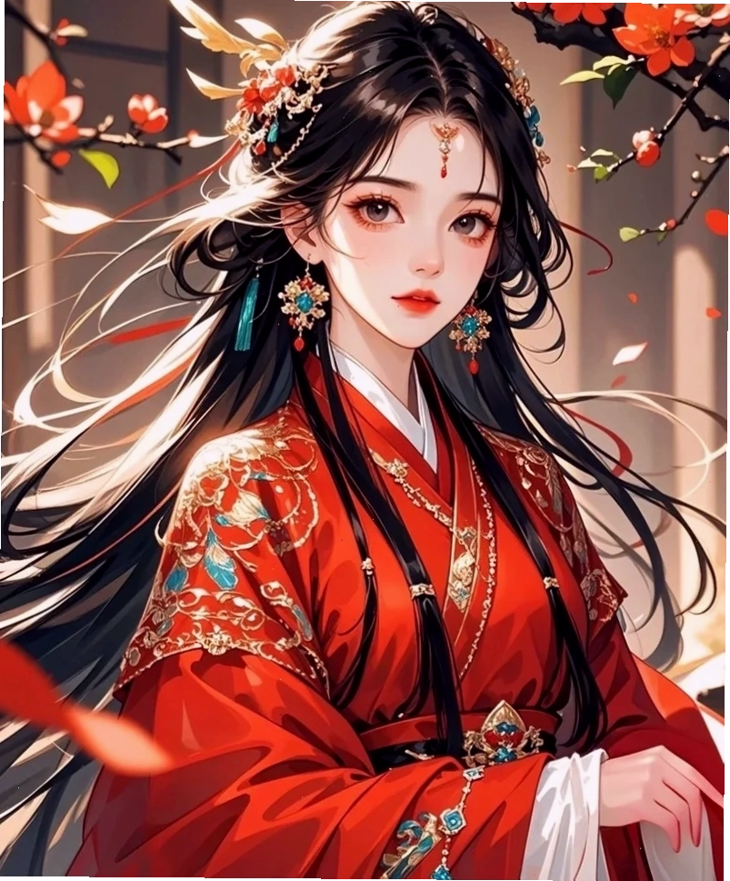 Ảnh anime nữ cổ trang trung quốc với trang phục lộng lẫy dự tiệc