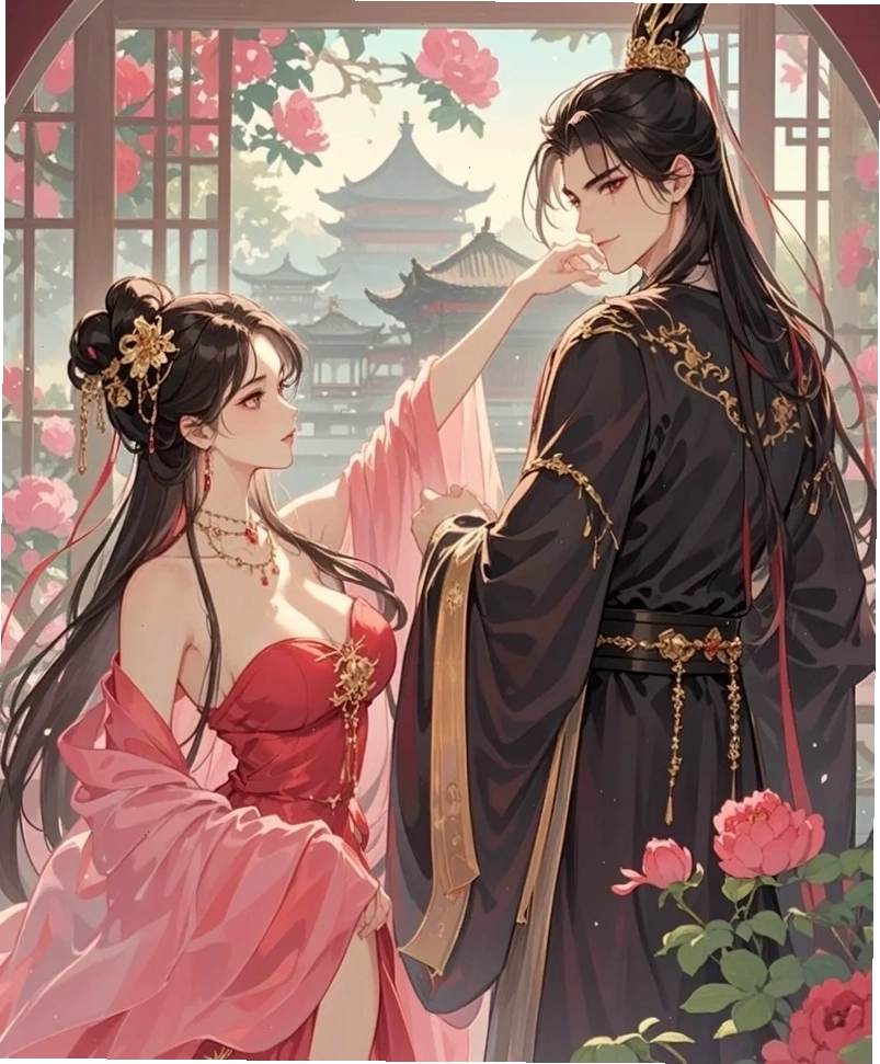 Ảnh anime nữ cổ trang Trung Quốc với trang phục màu xanh lá cây và phụ kiện tóc tinh xảo