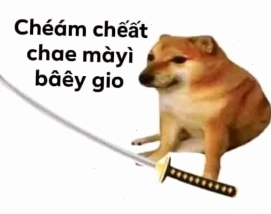 Ảnh meme Cheems ngầu lòi cầm súng