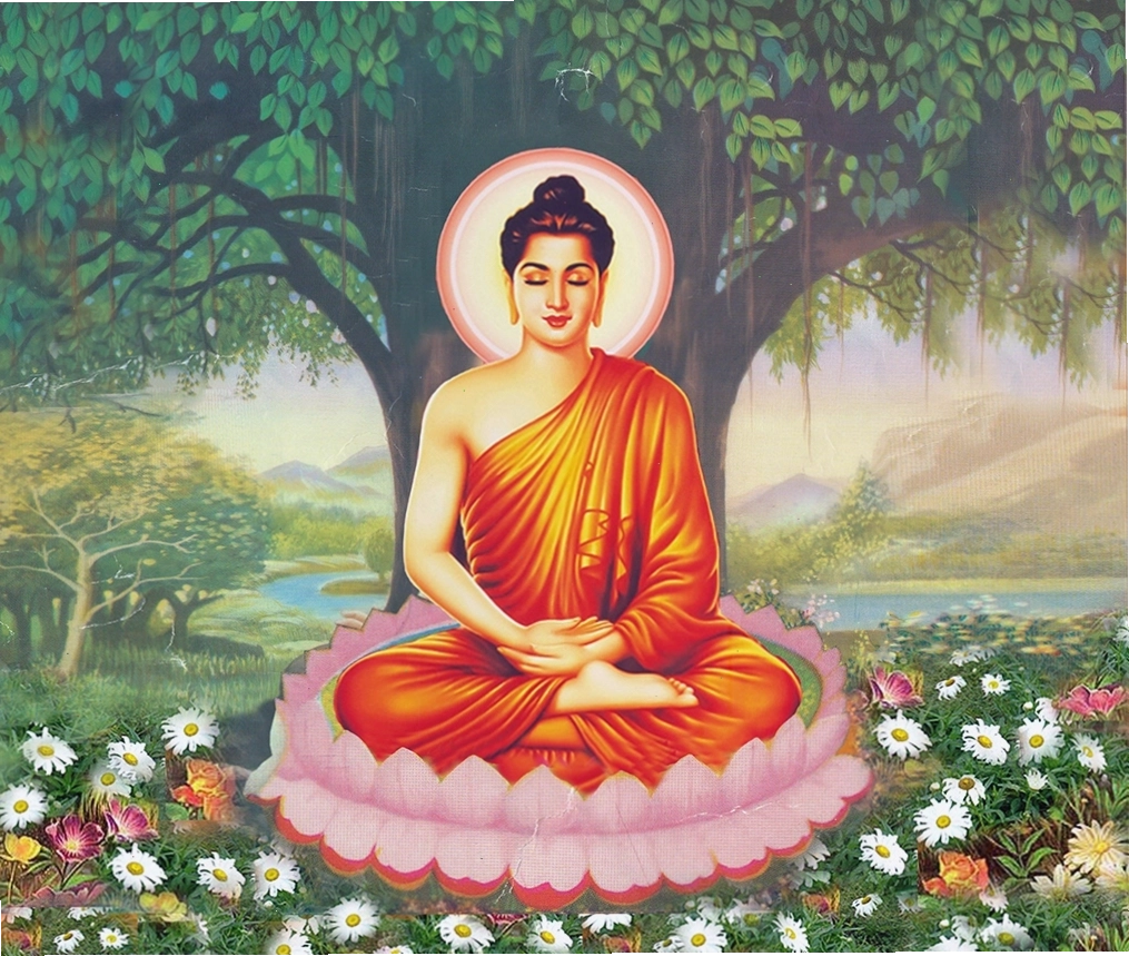 Ảnh Phật Thích Ca Mâu Ni trên nền hoa sen