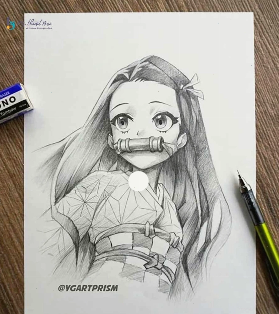 Ảnh vẽ anime bằng chì đen trắng thể hiện sự tối giản và tinh tế