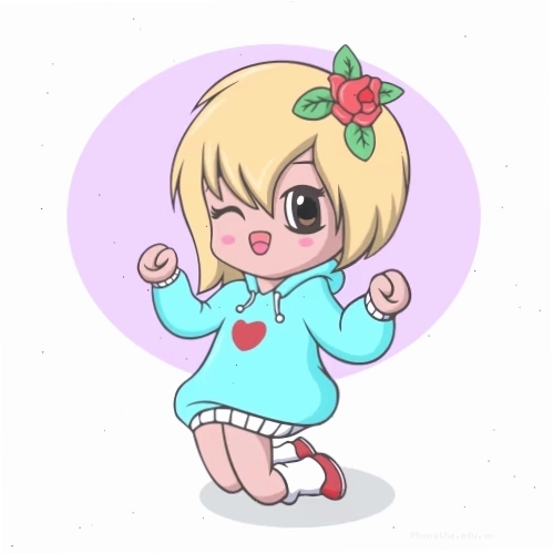 Anime chibi cute girl bé nhỏ đang tạo dáng dễ thương