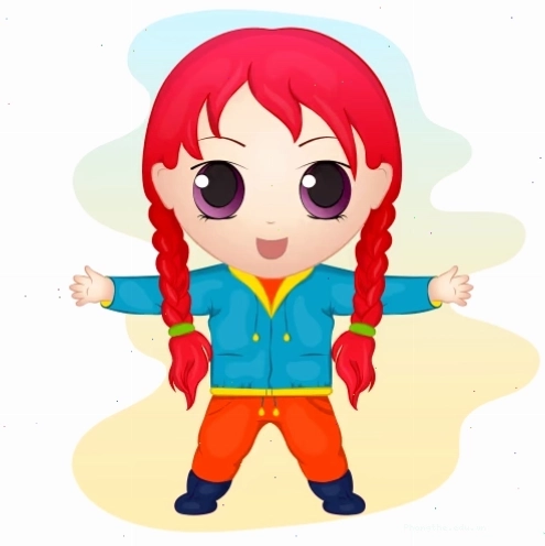 Anime chibi cute girl theo phong cách hoạt hình đơn giản