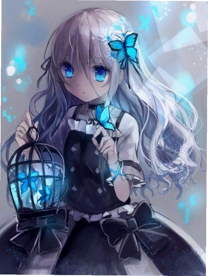 Anime girl với đôi mắt màu tím quyến rũ
