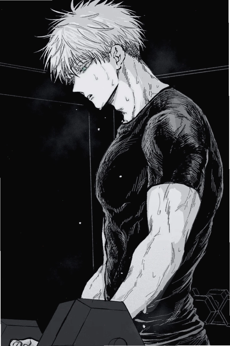 Anime nam đen trắng với phong thái tự tin