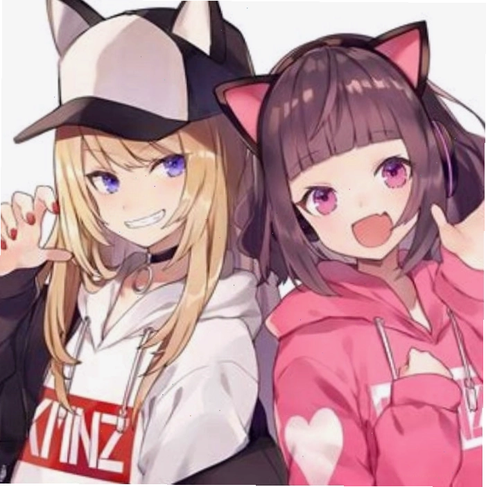 Avatar đôi bạn thân nữ anime dễ thương với biểu cảm tinh nghịch