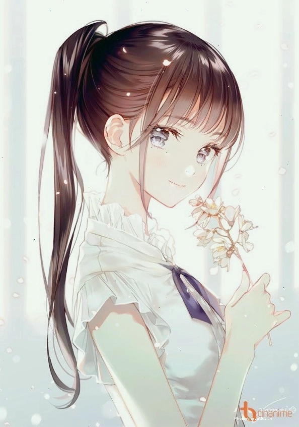Avatar gái anime với hoa
