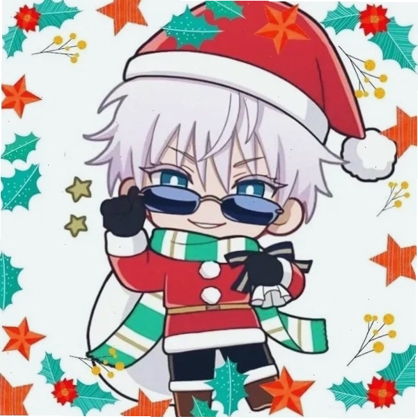 Avatar Gojo Satoru chibi cute với đôi mắt xanh và nụ cười nhí nhảnh