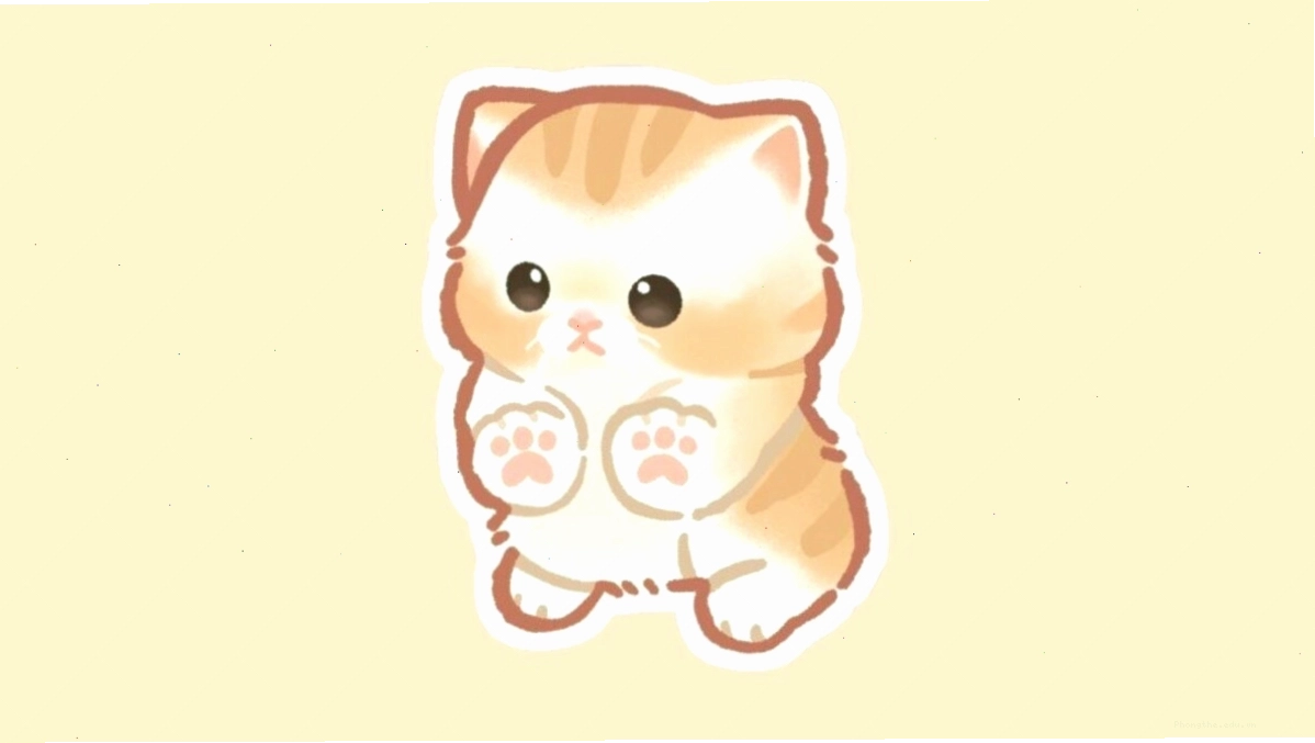 Avatar mèo chibi cầm một bông hoa