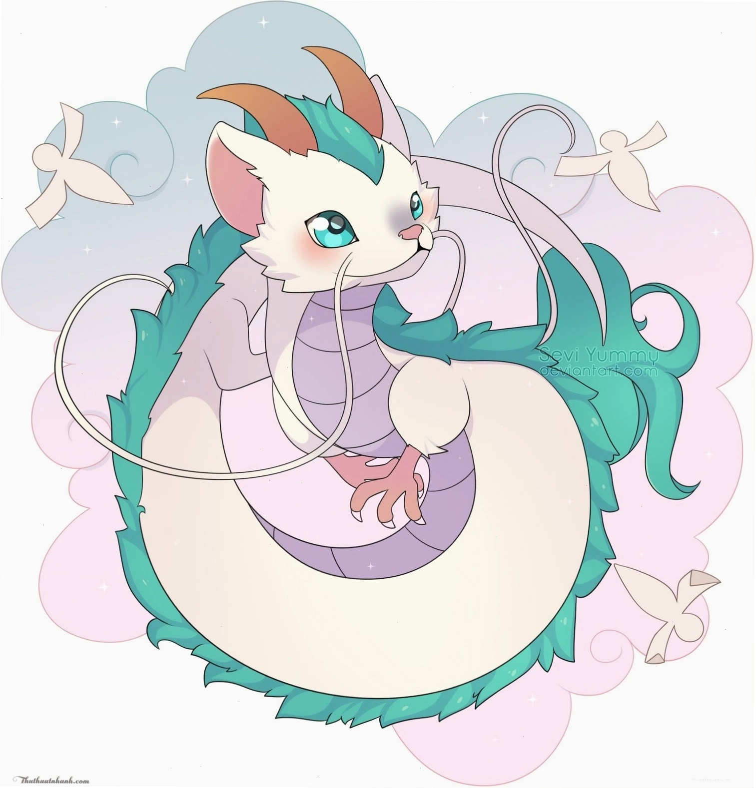Avatar rồng chibi cute với biểu cảm tinh nghịch