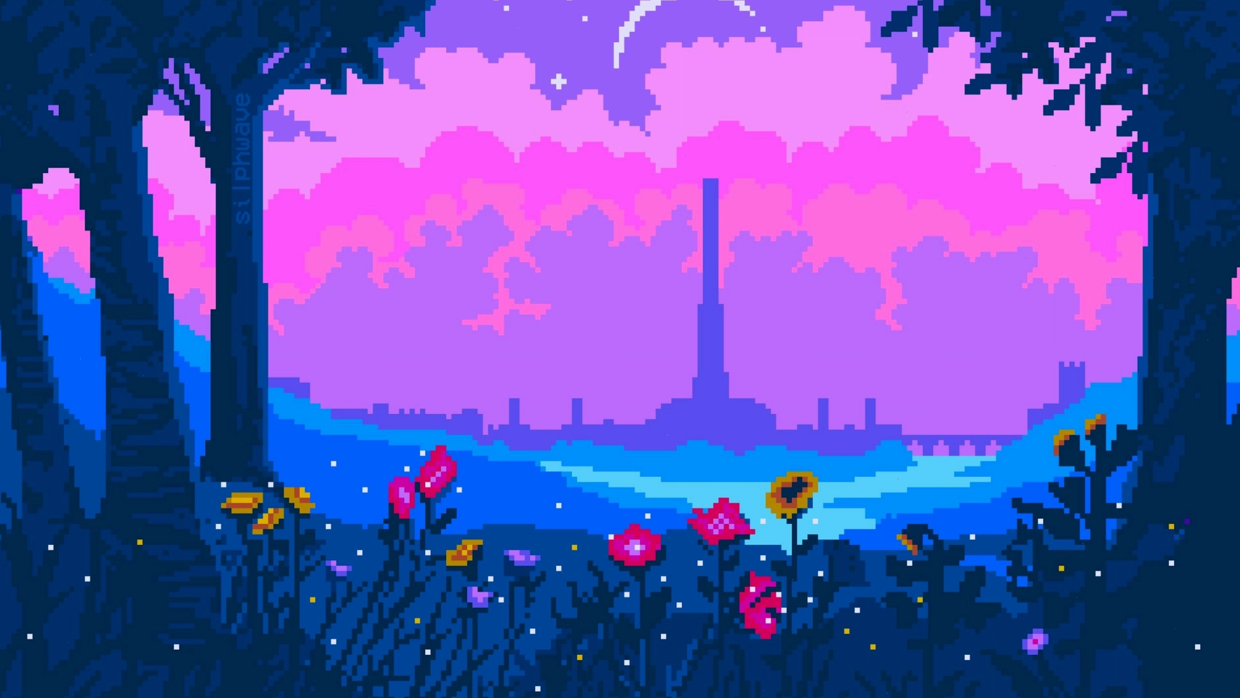 Bối cảnh pixel art anime lấy cảm hứng từ thế giới giả tưởng