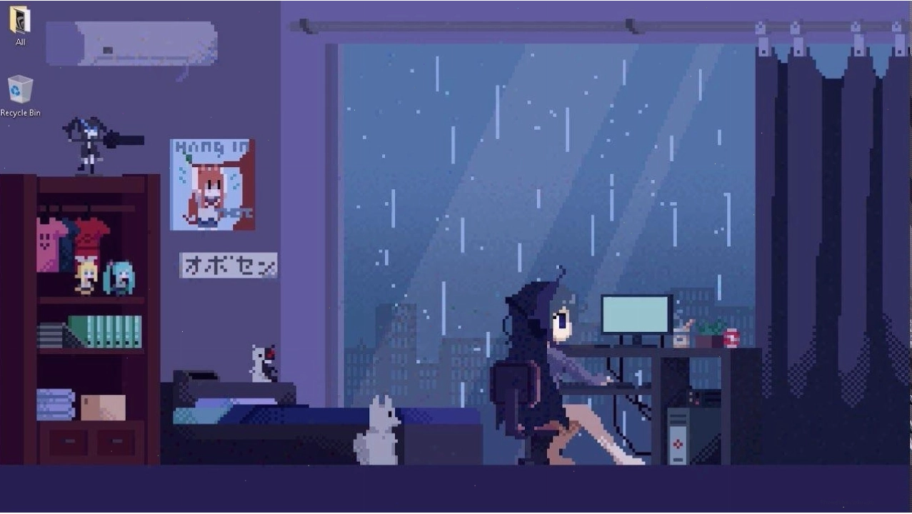 Cảnh vật pixel art anime với chi tiết tinh xảo