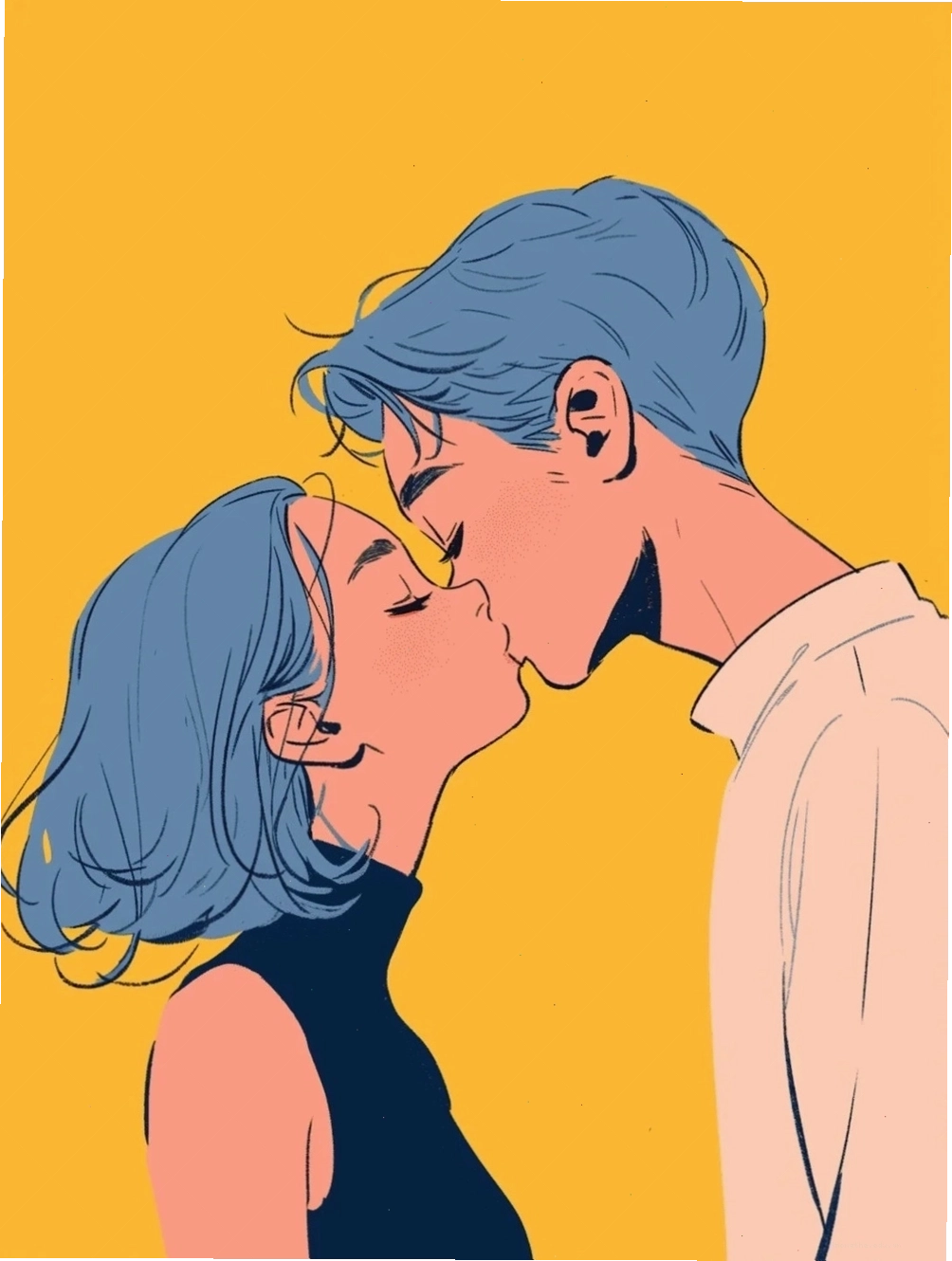 Cặp đôi anime trao nhau nụ hôn lãng mạn dưới ánh trăng
