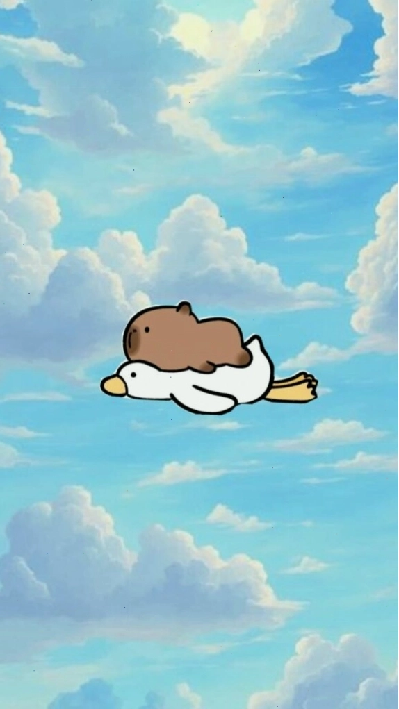 Capybara lướt mây trắng, vô tư giữa trời, tạo cảm giác bay bổng