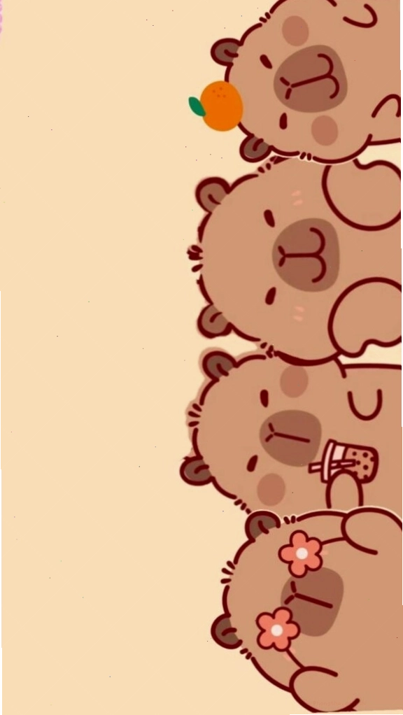 Capybara xếp hàng vô tri, đáng yêu