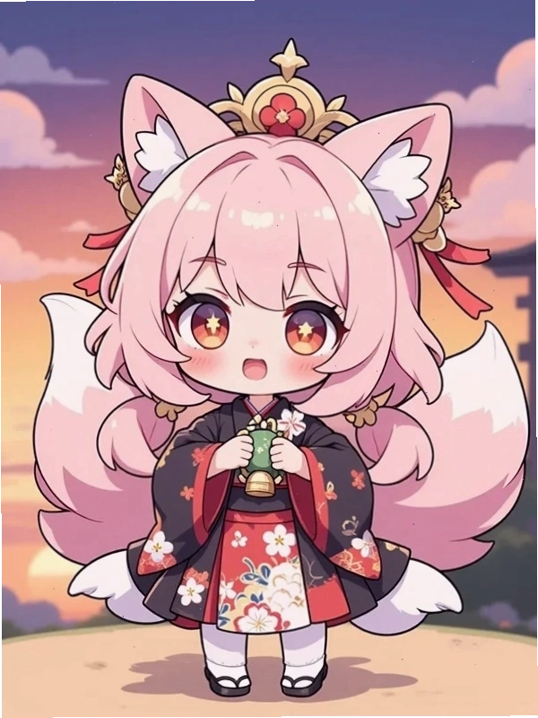 Chibi hình nền cute với hiệu ứng ánh sáng lung linh