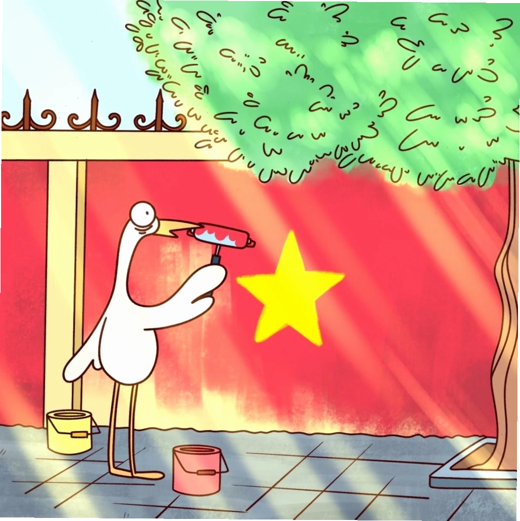 Cờ đỏ sao vàng rực rỡ trên nền trời xanh