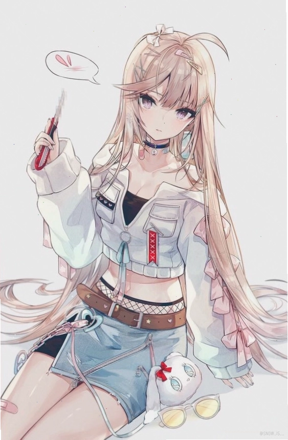 Cô gái anime với đôi mắt to tròn và mái tóc hồng dễ thương