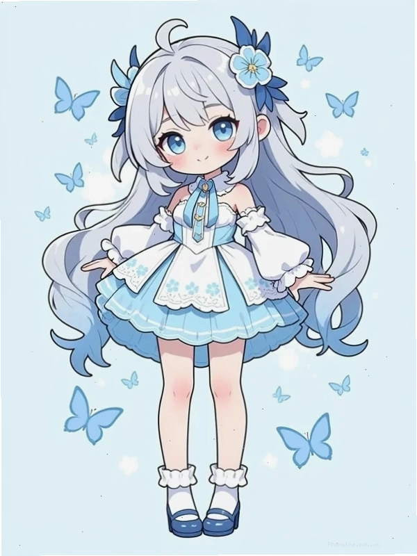 Cô gái chibi dễ thương trong trang phục học sinh
