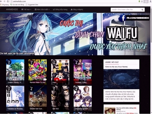Giao diện website xem anime vietsub