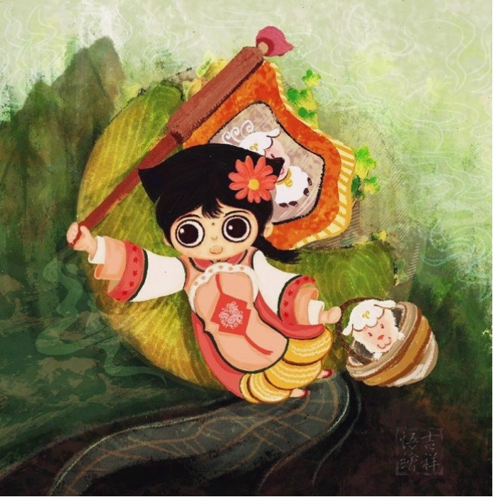 Hình ảnh anime cô gái cung Bạch Dương với mái tóc đỏ rực và ánh mắt đầy năng lượng