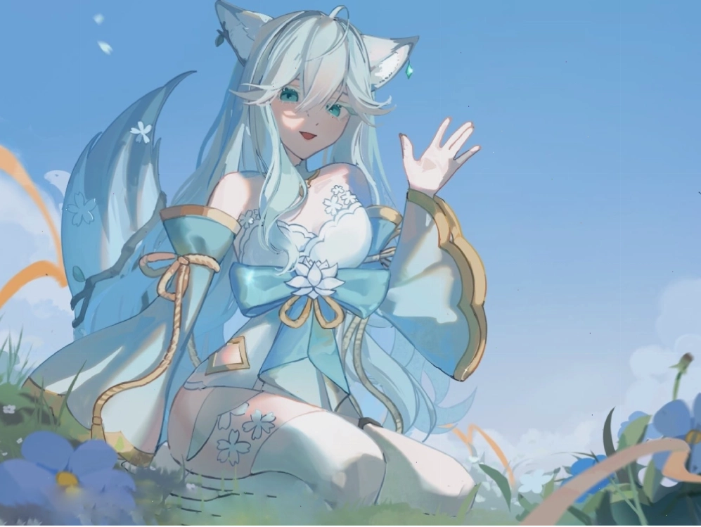 Hình ảnh hồ ly anime nữ xinh đẹp trong trang phục truyền thống