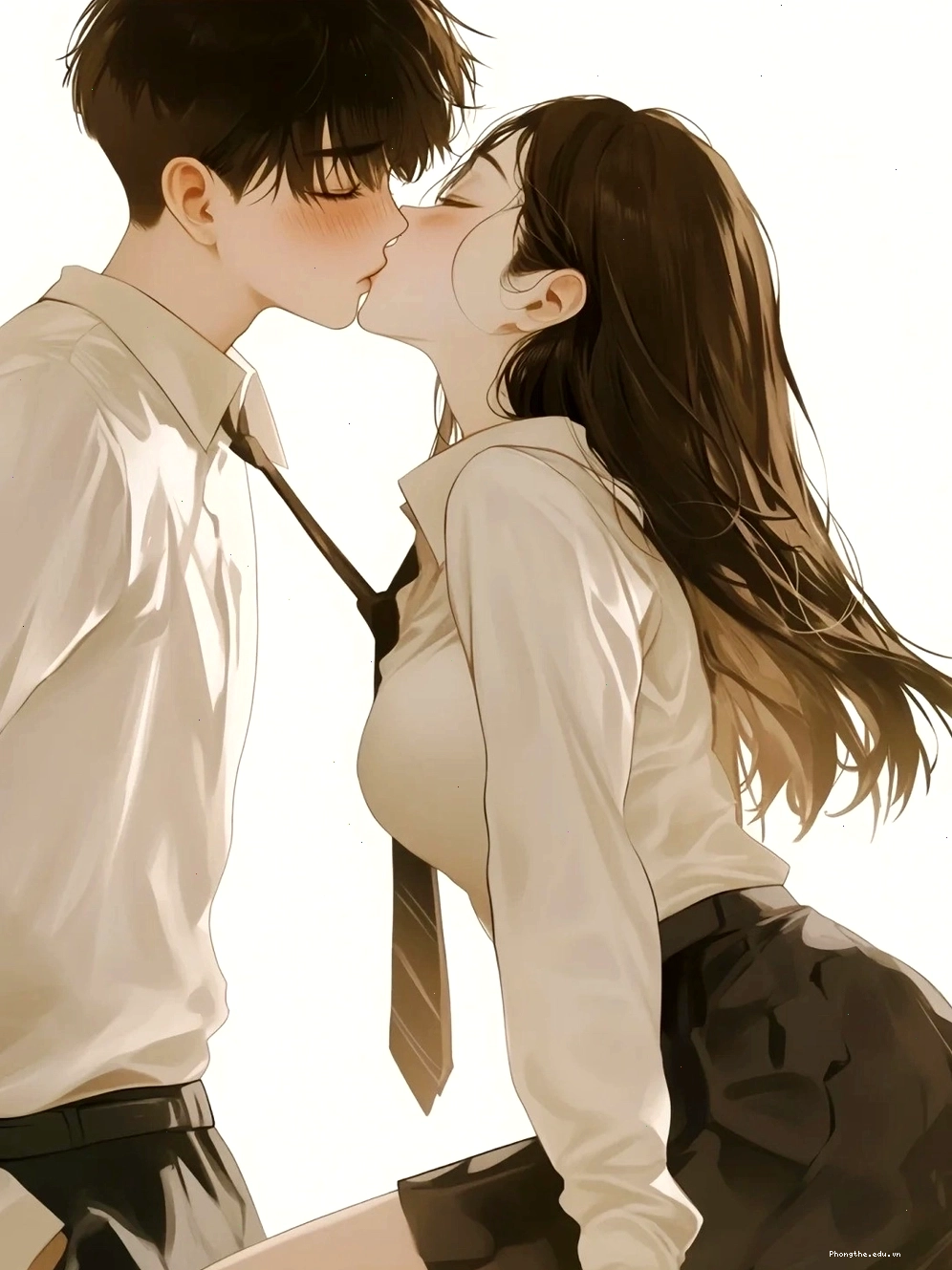 Hình ảnh hôn nhau anime thể hiện sự say đắm