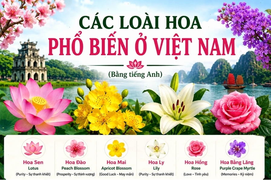 Hình ảnh minh họa các loại hoa, bao gồm cả lily of the valley
