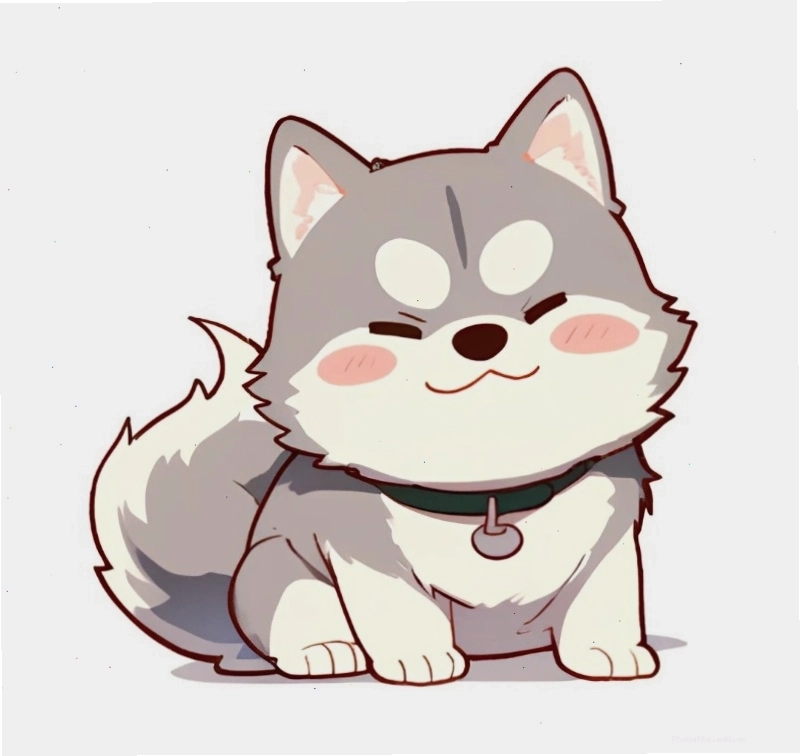 Hình ảnh sói chibi đang ôm một bông hoa nhỏ