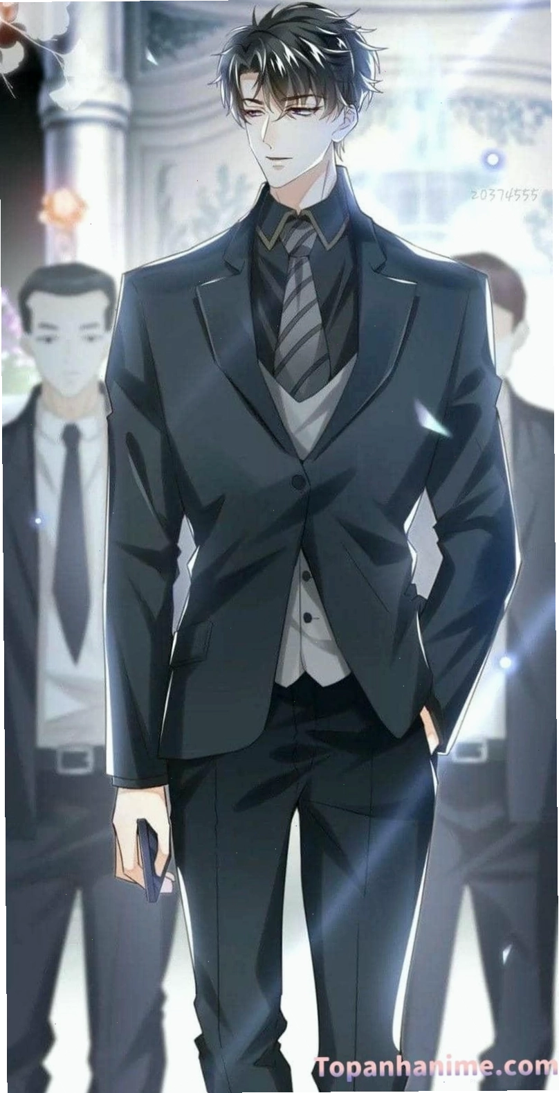 Hình ảnh tổng tài anime đẹp trai với mái tóc bồng bềnh