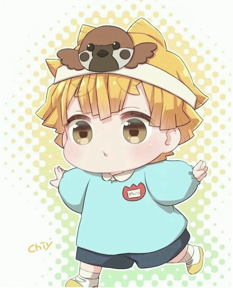 Hình ảnh Zenitsu Agatsuma phiên bản chibi cực kỳ dễ thương