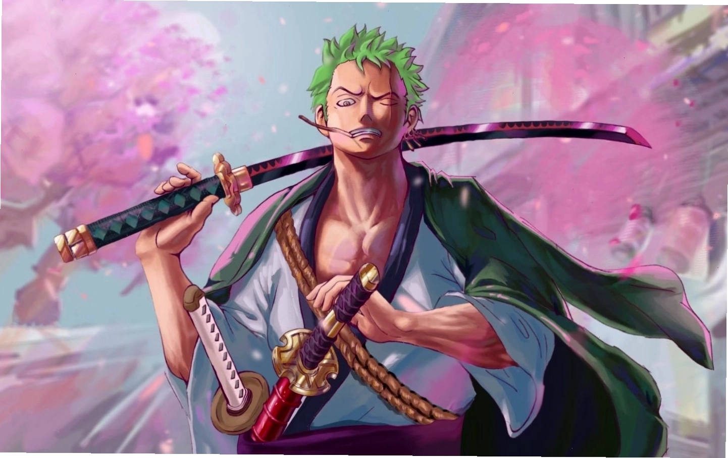 Hình ảnh Zoro đang trong thế tấn công dũng mãnh