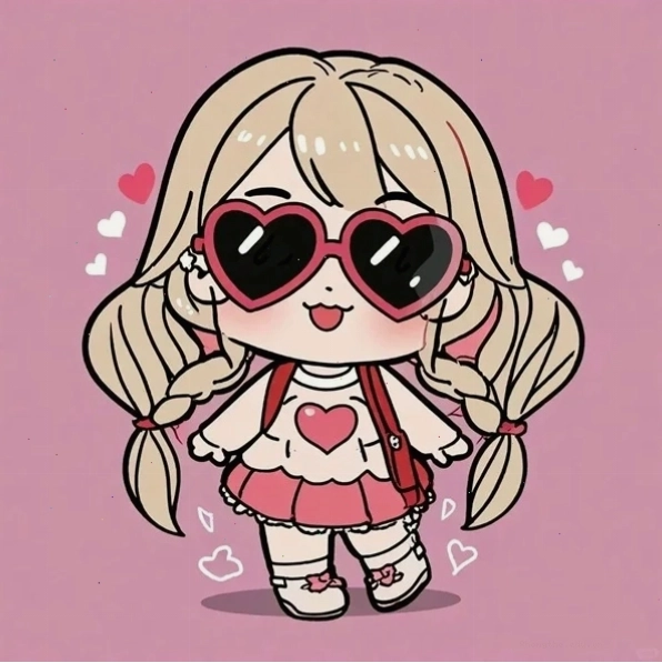 Hình cute chibi nữ với phụ kiện tóc đáng yêu