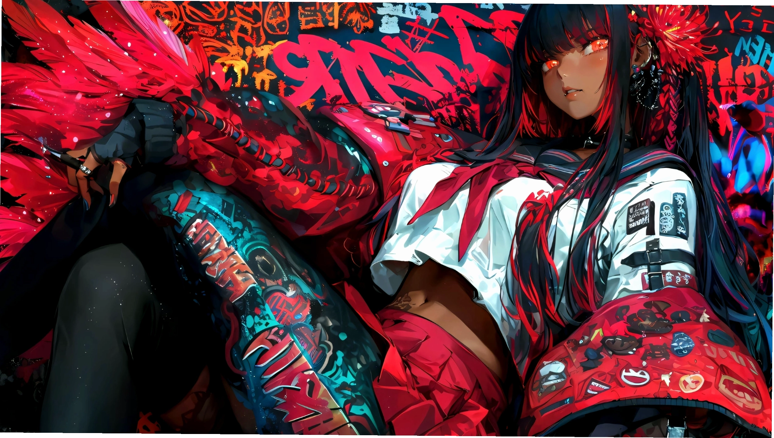 Hình nền máy tính anime 4K với cảnh thành phố tương lai