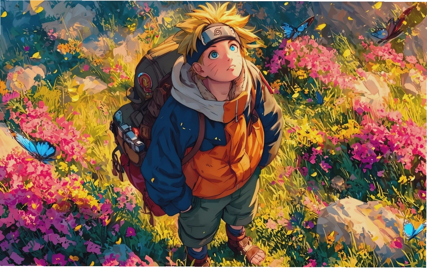 Hình nền Naruto Uzumaki nhìn lên bầu trời đầy suy tư