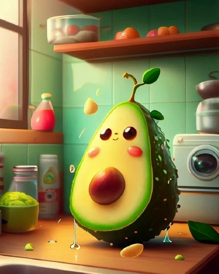 Hình nền quả bơ chibi cute
