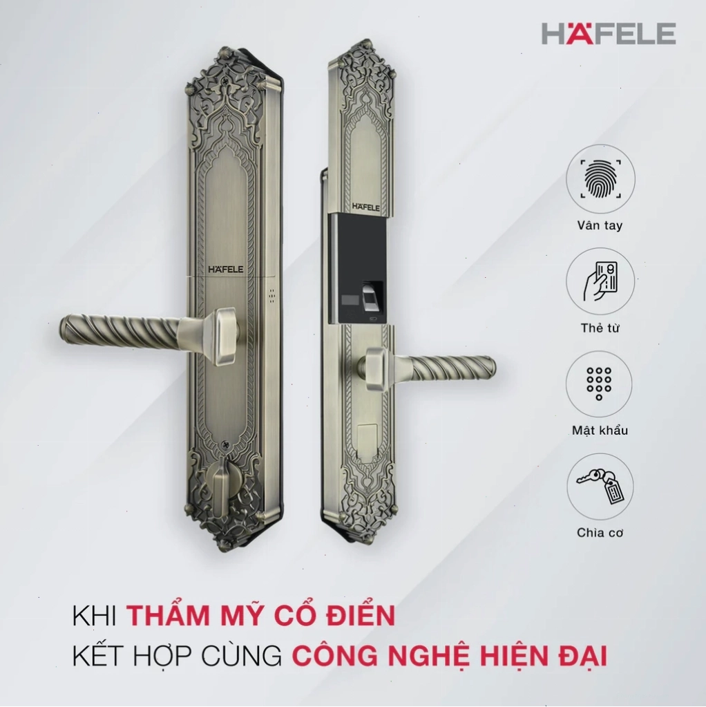 Khóa cửa vân tay Hafele với thiết kế hiện đại sang trọng